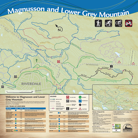 Magnusson parking lot map and information panel.