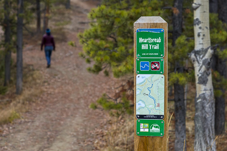 Heartbreak Hill Trail trailhead signage.